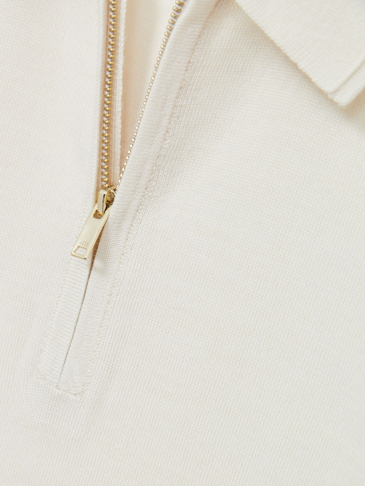 Reiss Snow White Maxwell Merino Wool Half-Zip Polo Shirt - Image 6 of 6