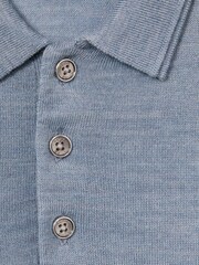 Reiss Soft Blue Melange Manor Merino Polo Shirt - Image 4 of 4