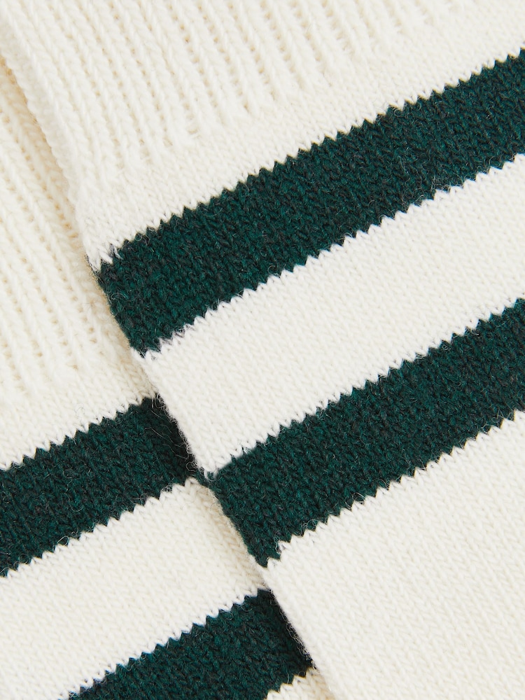 Reiss Ecru/Forest Green Alcott Striped Socks With Wool And Cashmere - Image 3 of 3