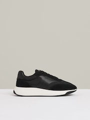 Reiss Black/White Emmett Leather Suede Running Trainers - Image 1 of 5