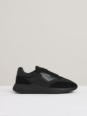 Reiss All Black Emmett Leather Suede Running Trainers - Image 1 of 5
