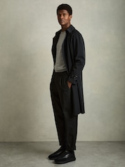 Reiss All Black Emmett Leather Suede Running Trainers - Image 2 of 5