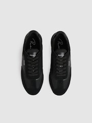 Reiss All Black Emmett Leather Suede Running Trainers - Image 3 of 5