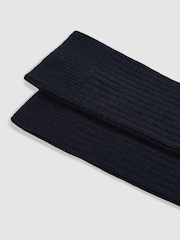 Reiss Navy Ezra Ribbed Socks With Wool And Cashmere - Image 2 of 3