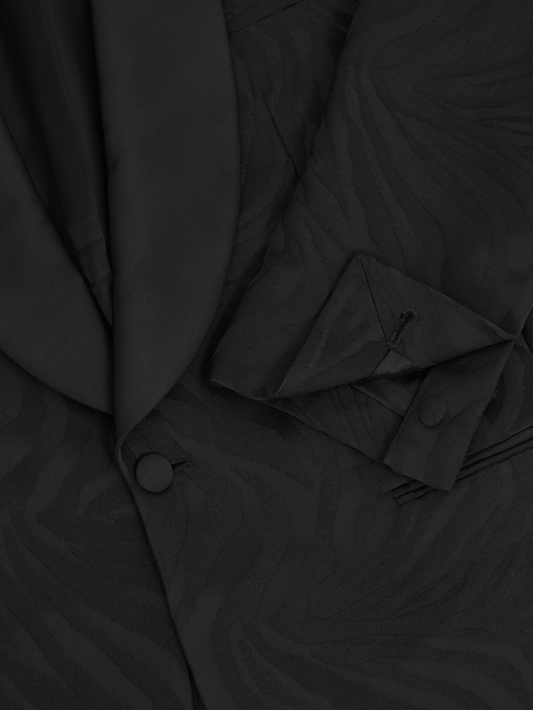 Reiss Black Wilder Wool-Blend Jacquard Tuxedo Jacket - Image 8 of 8