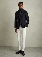 Reiss Navy Patch Regular-Fit Single-Breasted Blazer With Gilet Insert - Image 1 of 7