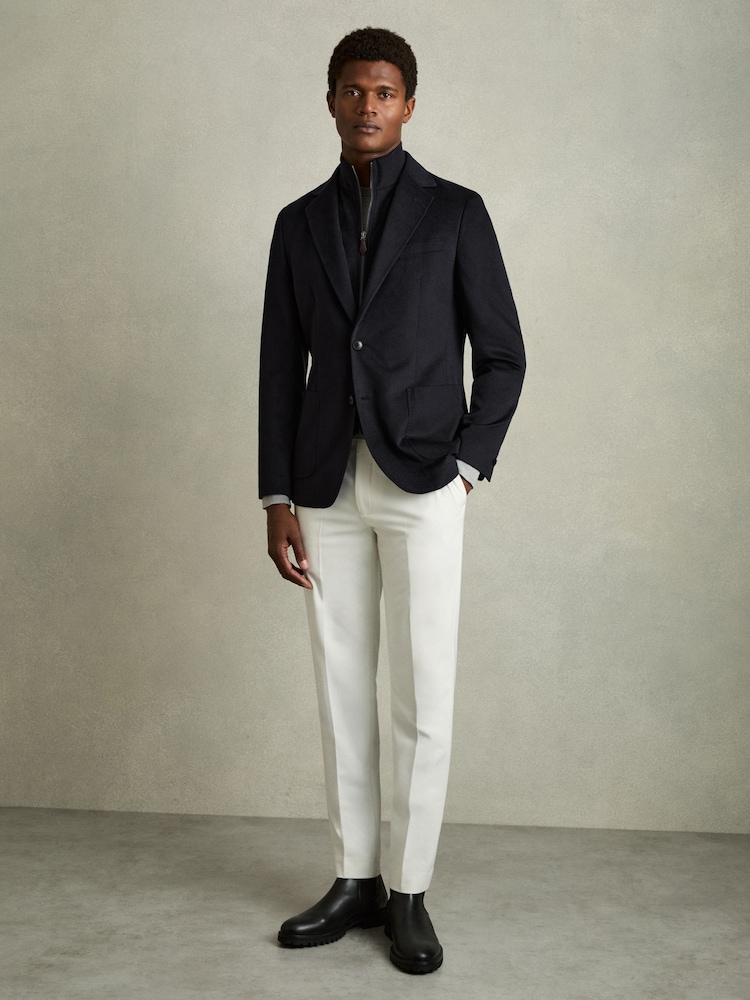Reiss Navy Patch Regular-Fit Single-Breasted Blazer With Gilet Insert - Image 1 of 7