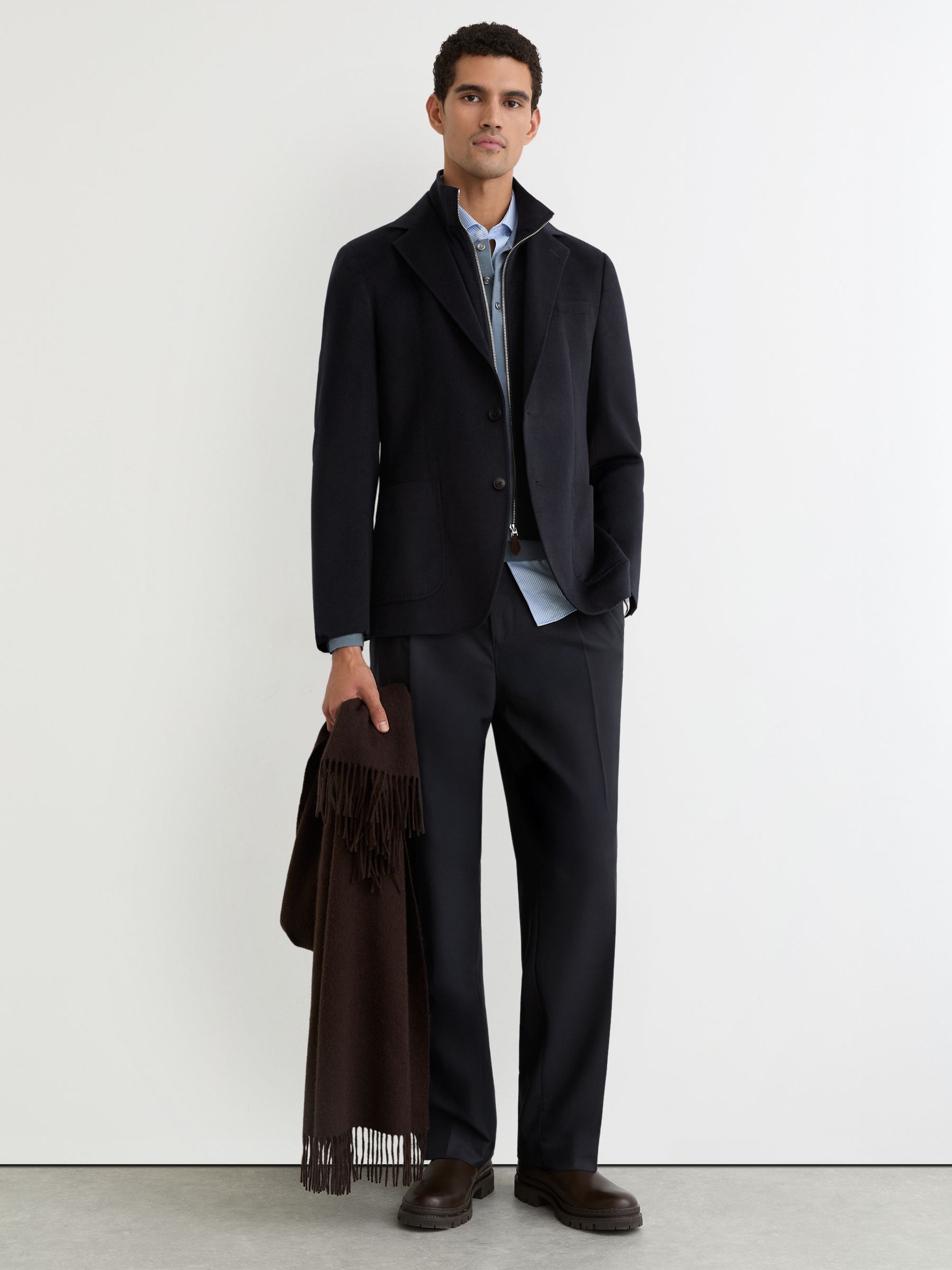 Buy Reiss Navy Patch Single-Breasted Blazer With Gilet Insert
