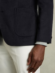 Reiss Navy Patch Regular-Fit Single-Breasted Blazer With Gilet Insert - Image 7 of 7