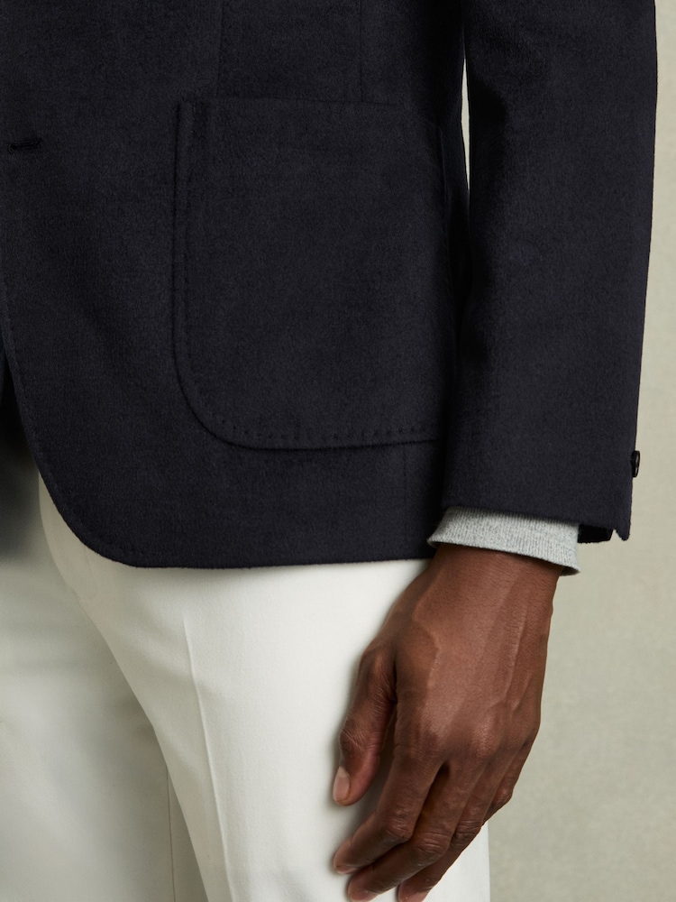 Reiss Navy Patch Regular-Fit Single-Breasted Blazer With Gilet Insert - Image 7 of 7