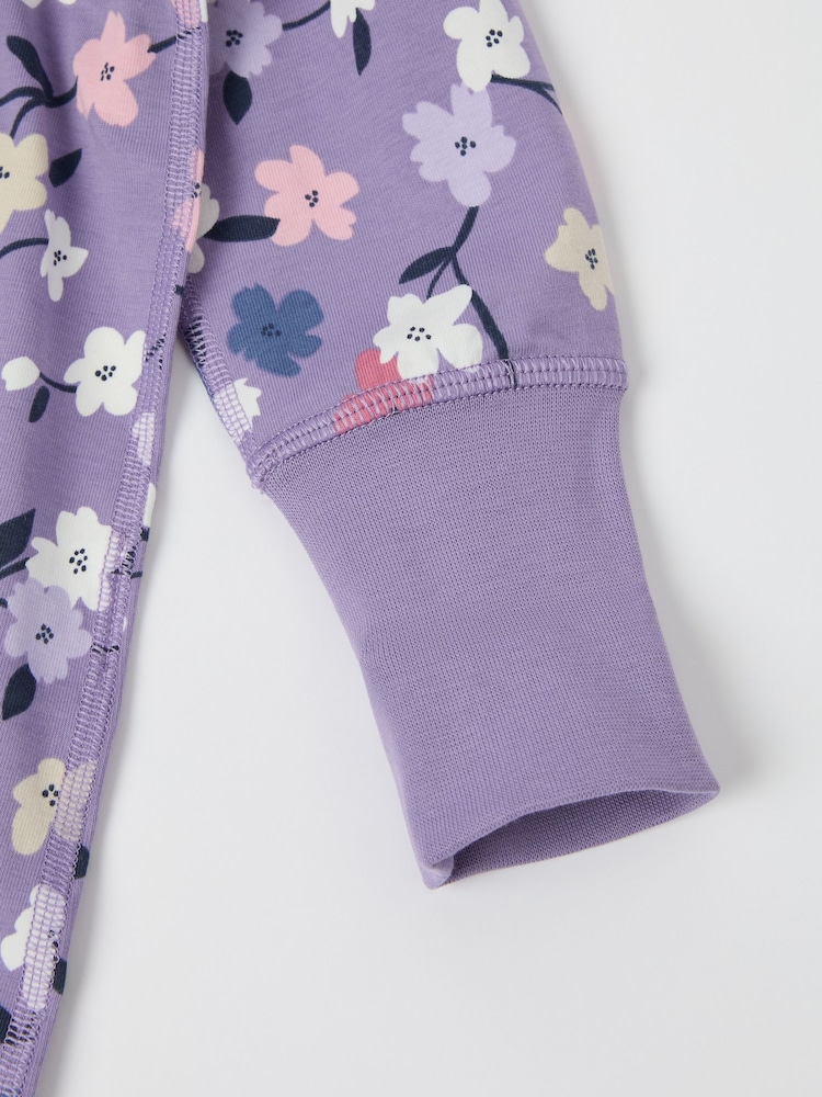 Polarn O. Pyret Purple Organic Cotton Space Print Sleepsuit - Image 3 of 3