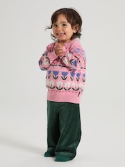 Różowy - Polarn O. Pyret Organic Nordic Floral Print Jumper - Image 1 of 4