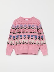 Różowy - Polarn O. Pyret Organic Nordic Floral Print Jumper - Image 2 of 4