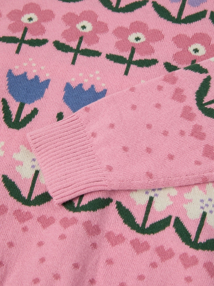 Różowy - Polarn O. Pyret Organic Nordic Floral Print Jumper - Image 4 of 4