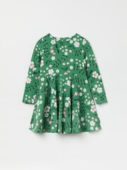 Polarn O Pyret Green Organic Cotton Floral Print Dress - Image 4 of 6