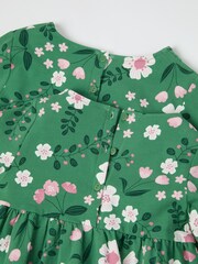 Polarn O Pyret Green Organic Cotton Floral Print Dress - Image 5 of 6