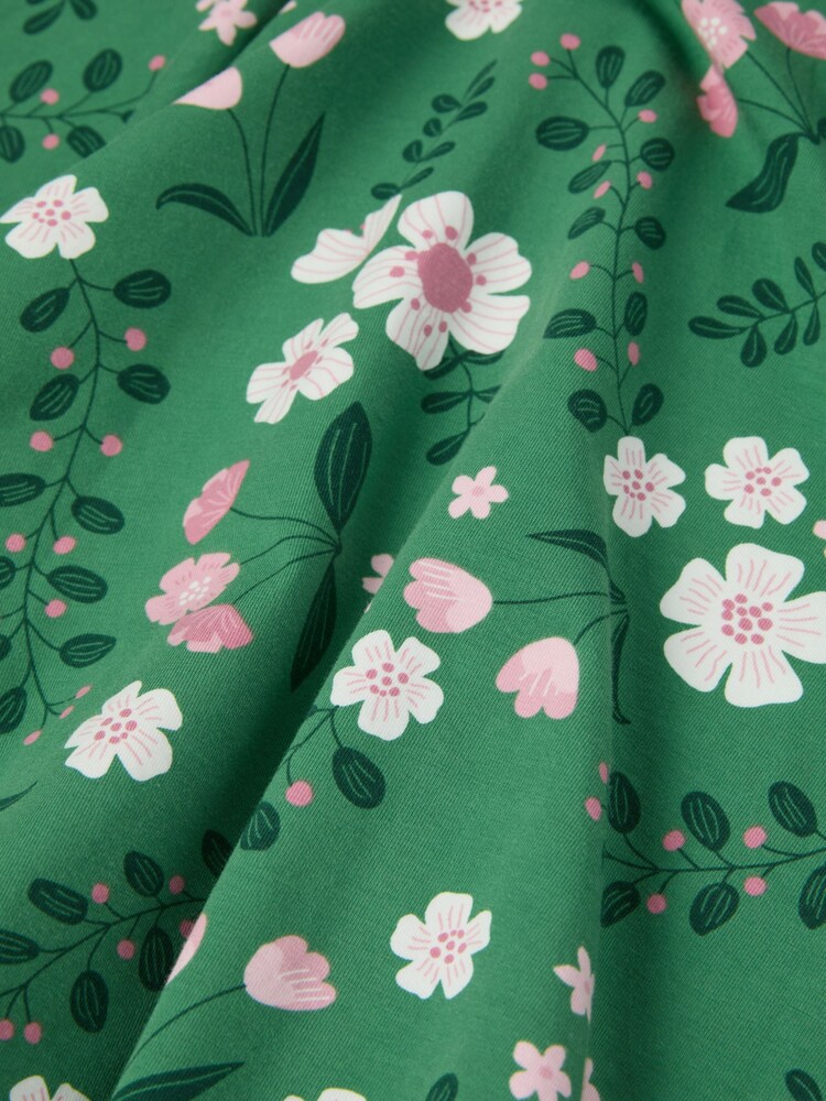 Polarn O Pyret Green Organic Cotton Floral Print Dress - Image 6 of 6
