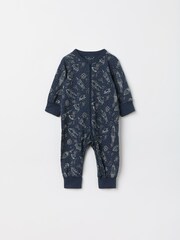 Polarn O. Pyret Blue Organic Cotton Space Print Sleepsuit - Image 1 of 4