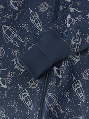 Polarn O. Pyret Blue Organic Cotton Space Print Sleepsuit - Image 2 of 4