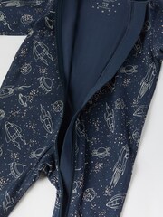 Polarn O. Pyret Blue Organic Cotton Space Print Sleepsuit - Image 4 of 4