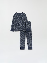 Polarn O. Pyret Blue Organic Cotton Space Print Pyjamas - Image 1 of 3