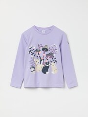 Polarn O. Pyret Purple Organic Cotton Floral Print Top - Image 1 of 3