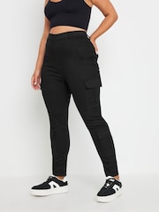 Negro - Yours Curve Cargo Pocket Jeans - Imagen 1 de 4