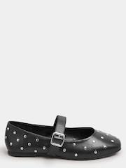 Yours Curve Black Mary Jane Extra Wide Fit Studded Shoes - Image 1 of 4