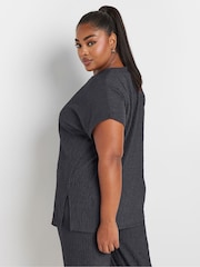 Yours Curve Blue Crinkle Grown On T-Shirt - Image 3 of 5