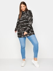 Yours Curve Black Tie Dye Soft Touch Jumper - Image 2 of 5