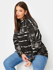 Yours Curve Black Tie Dye Soft Touch Jumper - Image 4 of 5