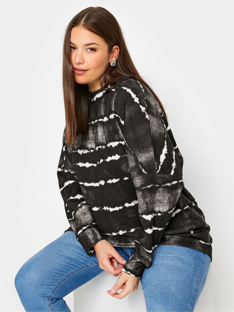 Yours Curve Black Tie Dye Soft Touch Jumper - Image 4 of 5