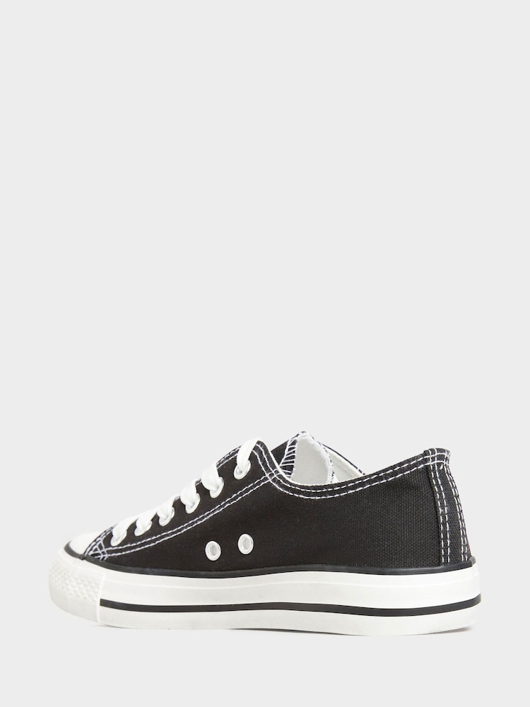 Yours Curve Black & White Extra Wide Fit Canvas Leopard Print Low Trainers - Image 2 of 5