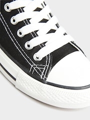 Yours Curve Black & White Extra Wide Fit Canvas Leopard Print Low Trainers - Image 4 of 5