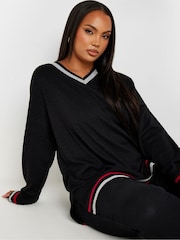 Yours Curve Black Structured Sweatshirt - Image 1 of 6