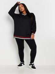 Yours Curve Black Structured Sweatshirt - Image 2 of 6