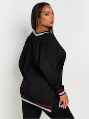 Yours Curve Black Structured Sweatshirt - Image 3 of 6