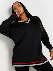 Yours Curve Black Structured Sweatshirt - Image 5 of 6