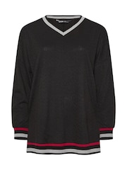 Yours Curve Black Structured Sweatshirt - Image 6 of 6