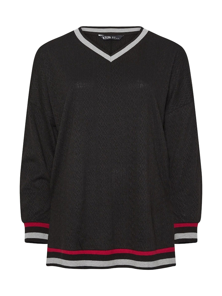 Yours Curve Black Structured Sweatshirt - Image 6 of 6