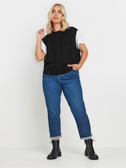 Yours Curve Black Cropped Cable Vest - Image 2 of 5