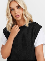 Yours Curve Black Cropped Cable Vest - Image 4 of 5