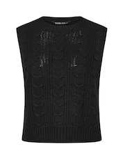 Yours Curve Black Cropped Cable Vest - Image 5 of 5