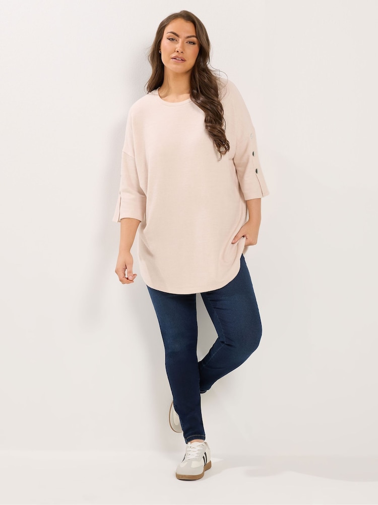 Yours Curve Pink Soft Touch Button Detail Top - Image 2 of 5