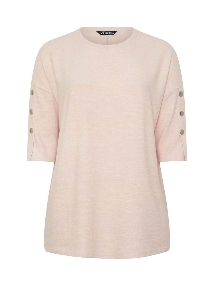 Yours Curve Pink Soft Touch Button Detail Top - Image 5 of 5