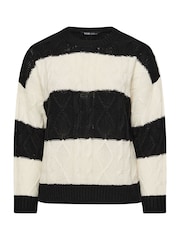 Yours Curve Black Cable Stripe Mix Jumper - Image 5 of 5