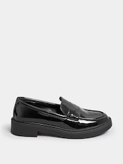 Yours Curve Black Extra Wide Fit Wide Fit Saddle Loafer Patent Shoes - Image 2 of 5