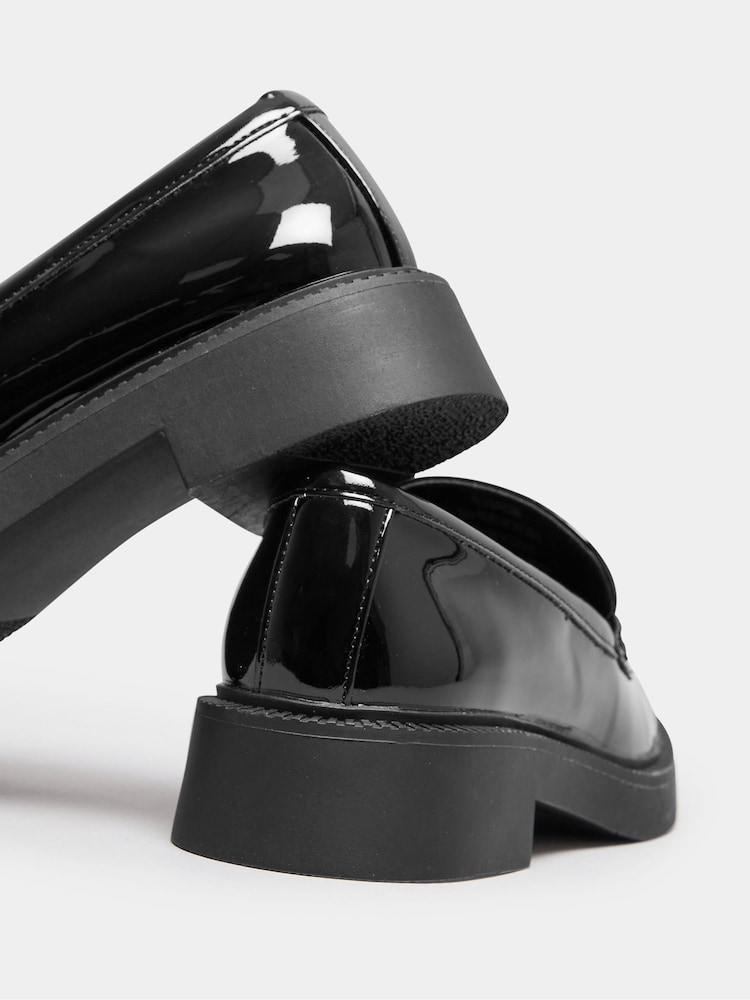 Buy Yours Curve Black Extra Wide Fit Wide Fit Saddle Loafer Patent