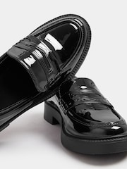 Yours Curve Black Extra Wide Fit Wide Fit Saddle Loafer Patent Shoes - Image 5 of 5