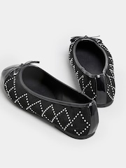 Yours Curve Black Extra Wide Fit Diamante Ballet Pumps - Image 4 of 5